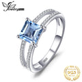 JewelryPalace Bague de fiançailles en argent sterling 925 avec topaze bleu ciel taille princesse 1,2 carat pour femme, bijoux raffinés, cadeau de mariage