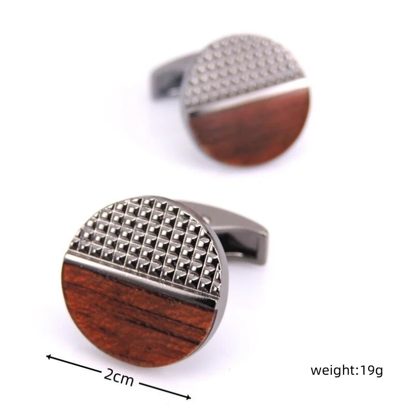 High quality carved redwood cufflinks fashionable French shirt brass material carved design, men's wedding metal cufflinks
