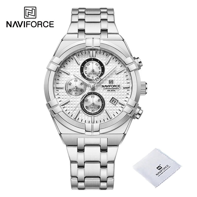 Montres Originales NAVIFORCE pour Hommes Quartz Mode Sport Chronographe Masculin Simple Sauvage Étanche Affichage de la Date Montre-bracelet Horloge Homme