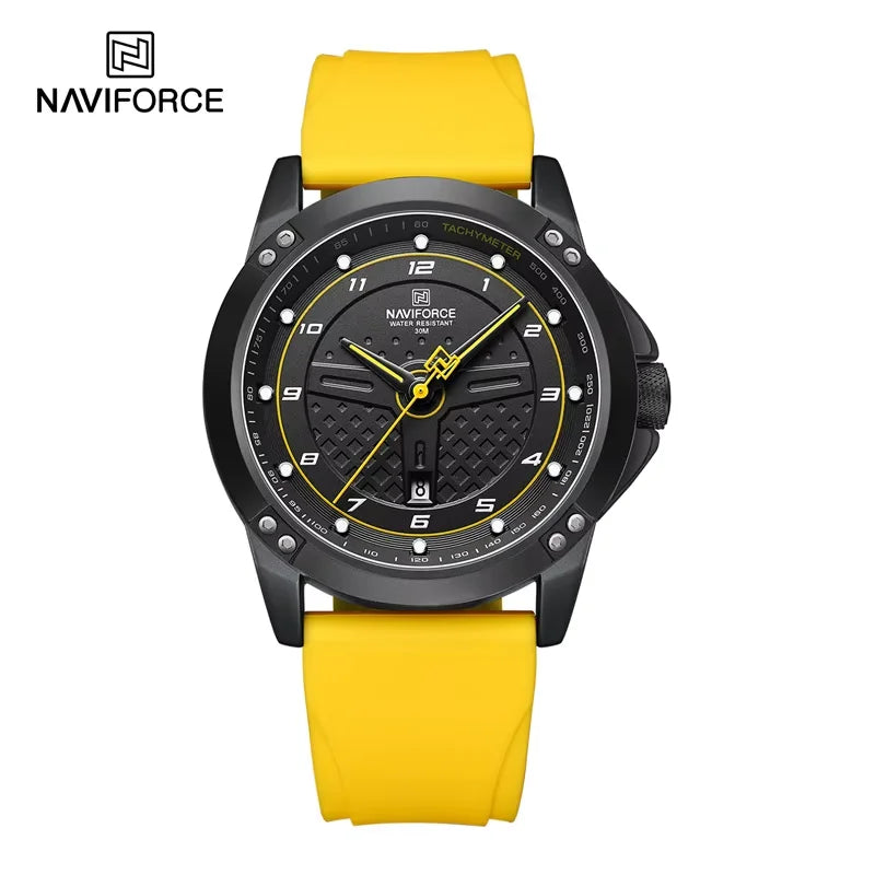 NAVIFORCE Top Fashion Brand Men's Quartz Sport Watches 3ATM Waterproof Casual Date Display Silicone Strap Man Classic Wristwatch