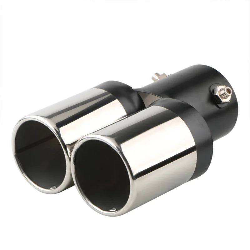 1 Embout de silencieux d'échappement de voiture 2,5" en acier inoxydable, double tuyau, garniture modifiée pour la plupart des voitures