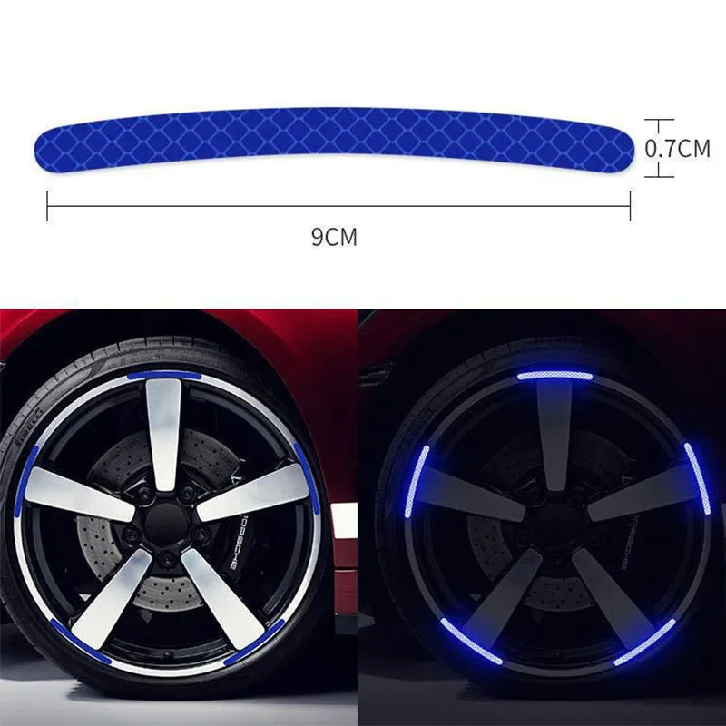 Autocollant Réfléchissant pour Jante de Pneu de Voiture Bande d'Avertissement de Sécurité Nocturne Moto Vélo Auto Roue Moyeu Réflecteur Autocollants 20/40 Pièces