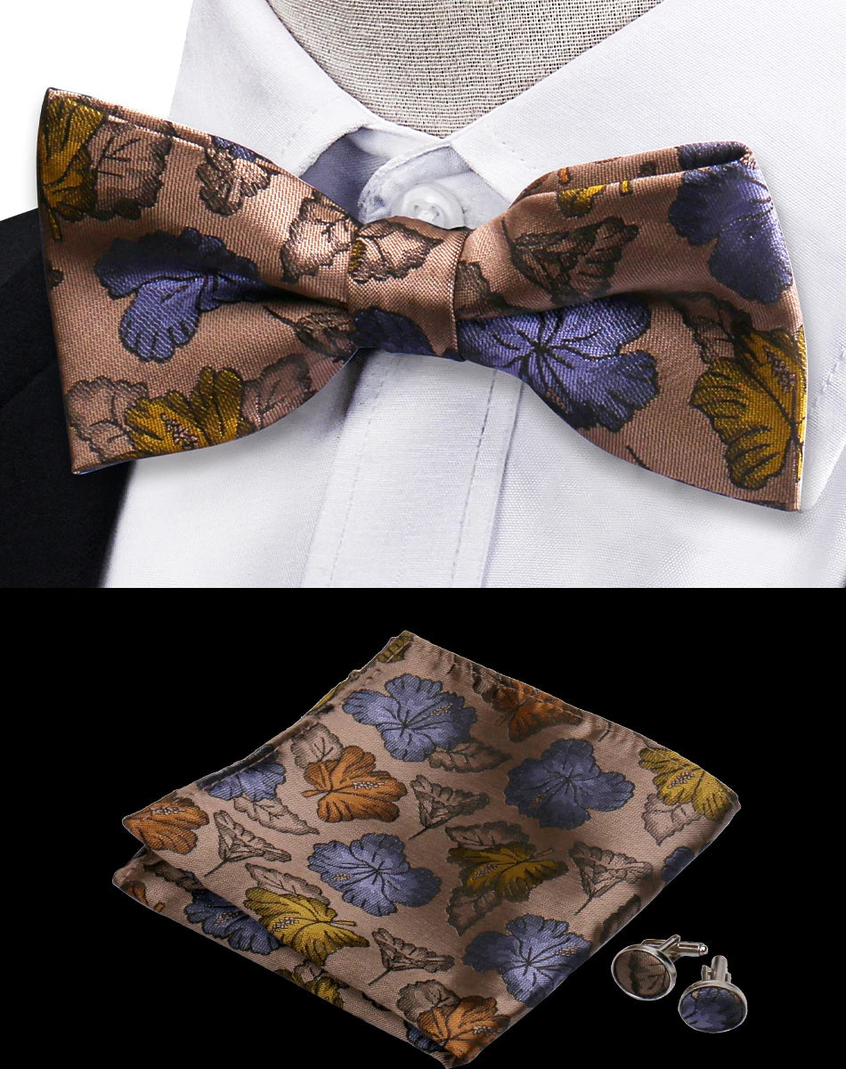 Ensemble de 3 pièces Nœud Papillon Cravate Mouchoir Boutons de Manchette Pour Hommes Chemises Adaptées Affaires Mariage Papillon Paisley Pochette Nœud Papillon Homme