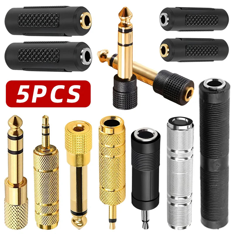 5 prises mono stéréo 3,5 mm 6,35 mm vers adaptateur de connecteur jack audio 3,5 mm 6,5 mm pour haut-parleur