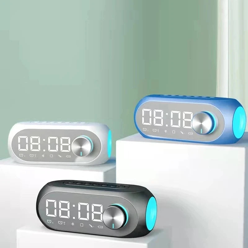 Radio-réveil FM Haut-parleur Bluetooth Subwoofer portable Caixa De Som Boîte sonore Musique sans fil Mini Woofers Colonne lumineuse Bocina
