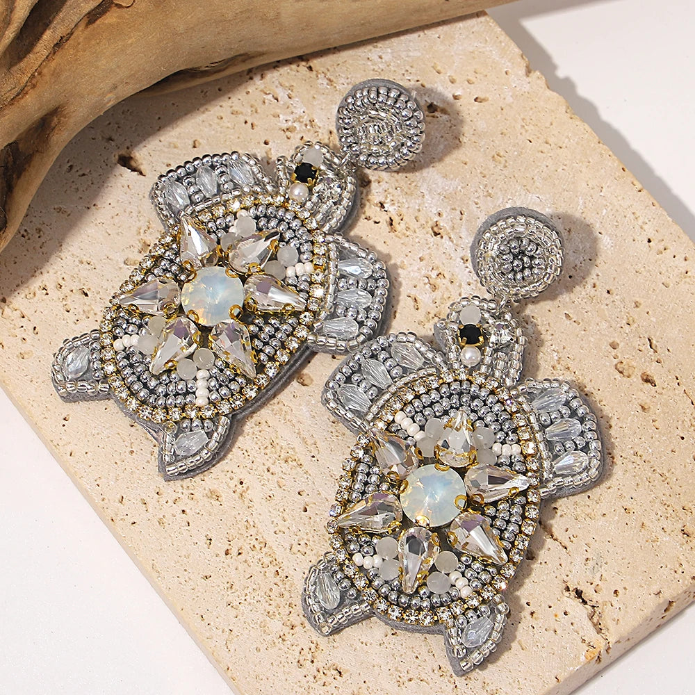 AENSOA Boucles d'oreilles pendantes bohèmes en forme d'étoile de mer, de homard et de conque avec perles pour femme, fabriquées à la main, bijoux d'été sur le thème des animaux marins