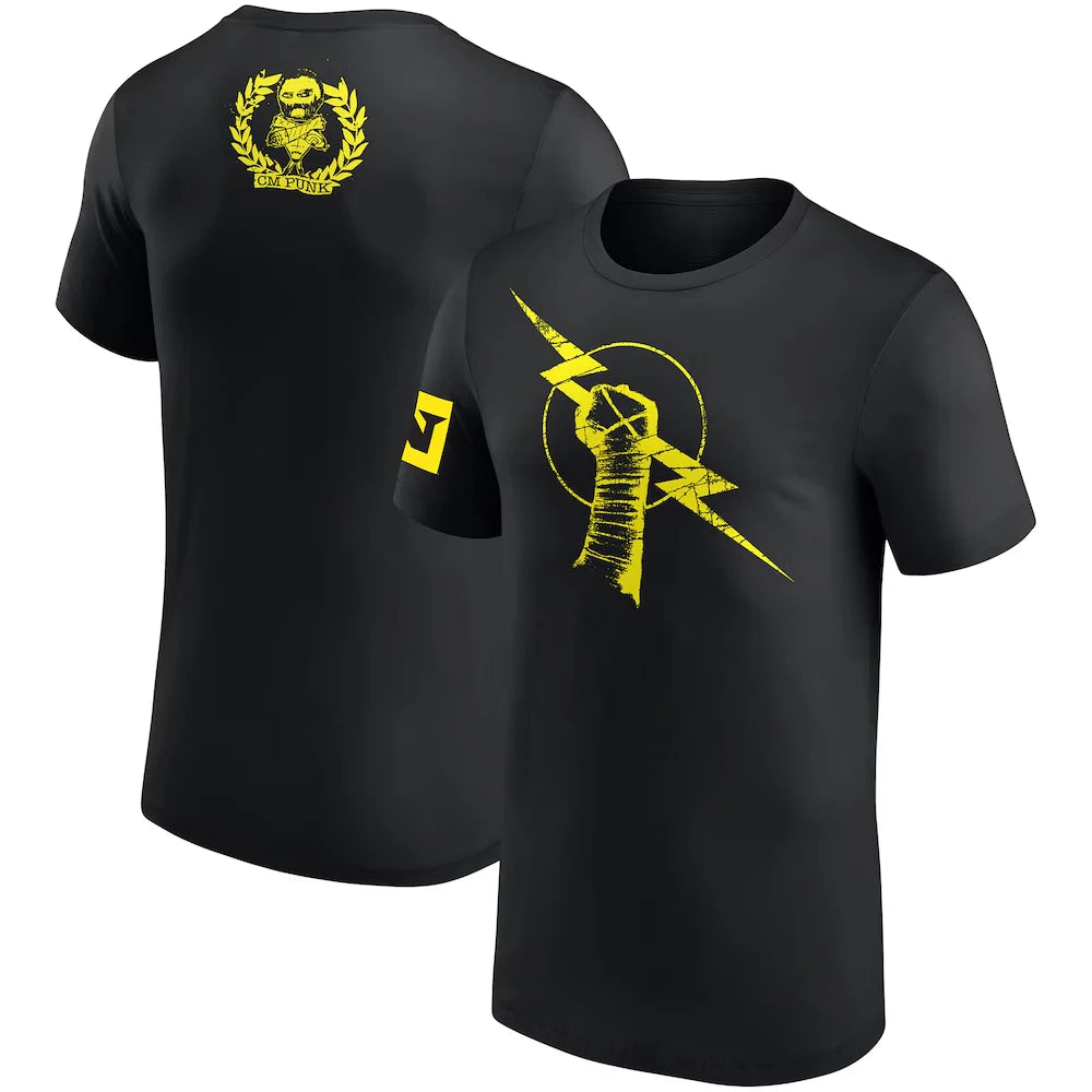 T-shirt homme noir et blanc CM Punk Best In The World Ringer Imprimé 3D Sport Séchage Rapide Manches Courtes Haut Décontracté Quotidien