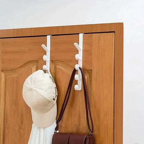 1 support de cintre pour vêtements à accrocher à la porte de la chambre à coucher, organisateur de rangement en plastique pour la maison, crochets de support de sac à main pour sacs et tringles