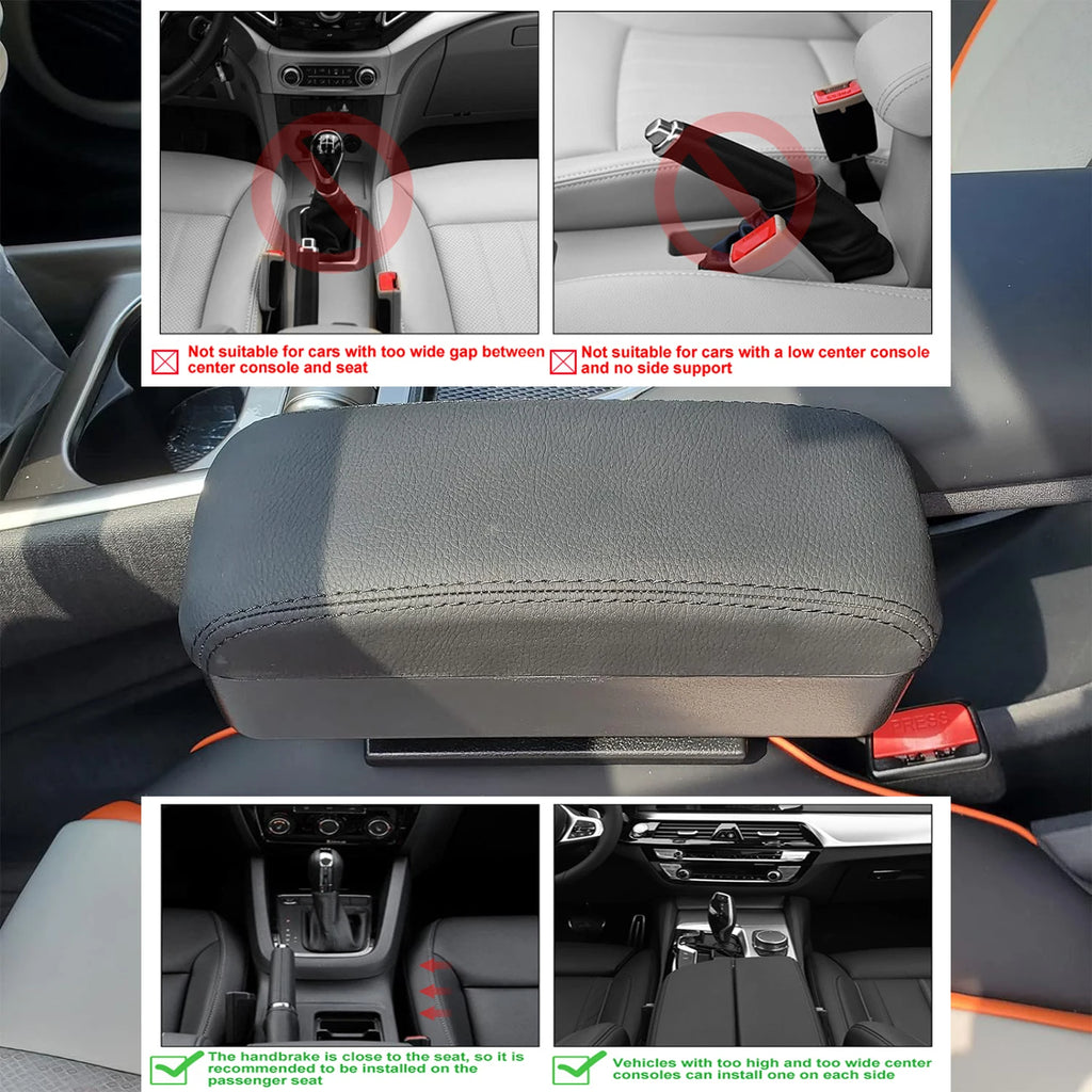 Boîte d'accoudoir de voiture, support de coude réglable, organiseur d'espace de siège, coussin compatible avec voitures, SUV, camionnettes, confort de conduite ergonomique