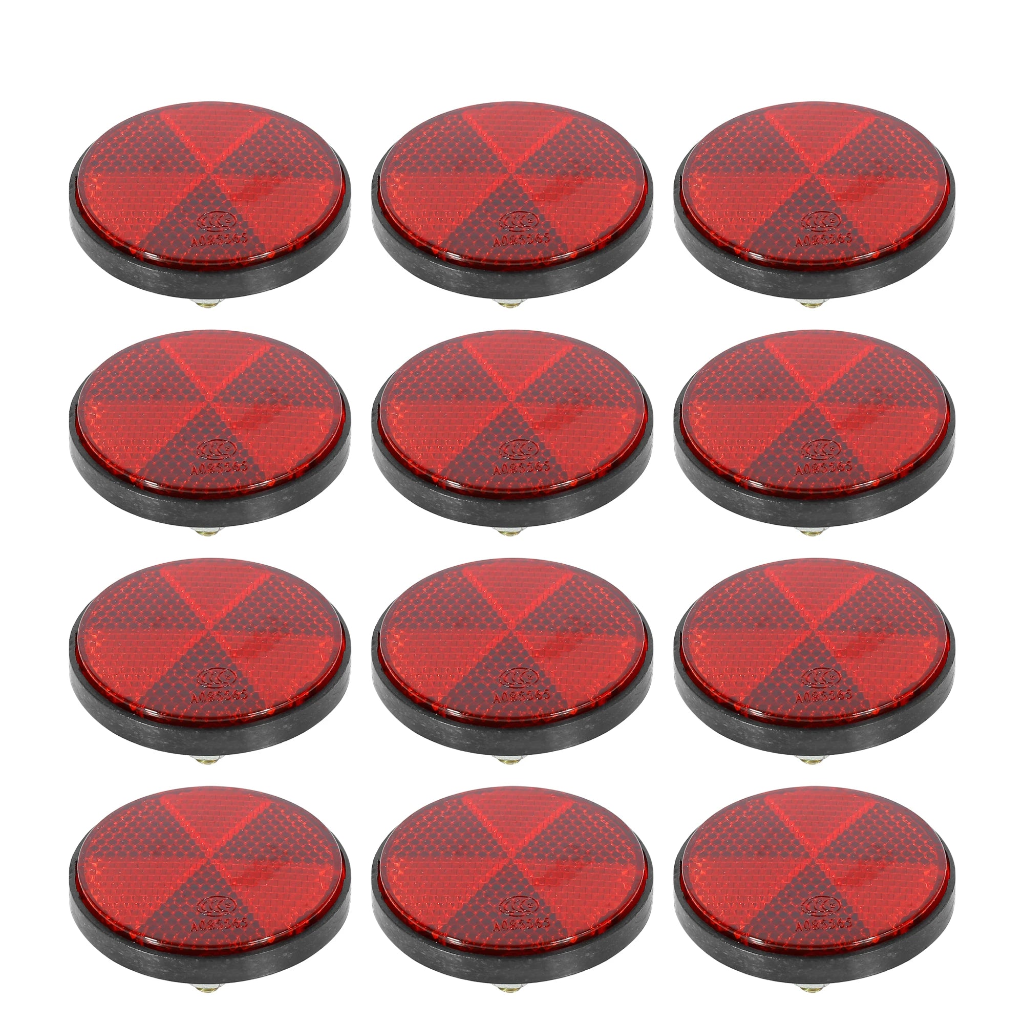 Motoforti Lot de 6 paires de catadioptres ronds universels en plastique rouge M6 x 1,0 de 56 mm de diamètre pour moto et vélo