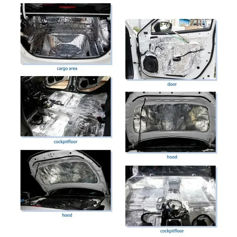 Tapis isolant thermique et phonique ignifuge 200x50cm Tapis thermique acoustique Panneaux muraux insonorisés Isolation phonique pour insonorisation de voiture