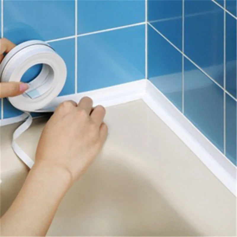 1 pc Autocollants muraux imperméables pour salle de bain Rubans d'étanchéité en PVC Rubans d'étanchéité adhésifs Bande de bord d'évier Accessoires de cuisine et de salle de bain