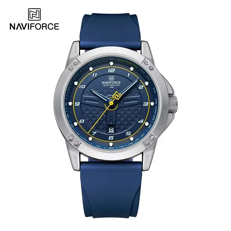 NAVIFORCE – Montre-bracelet classique pour homme avec affichage de la date, bracelet en silicone, étanche 3 ATM, montre de sport à quartz, marque de mode supérieure