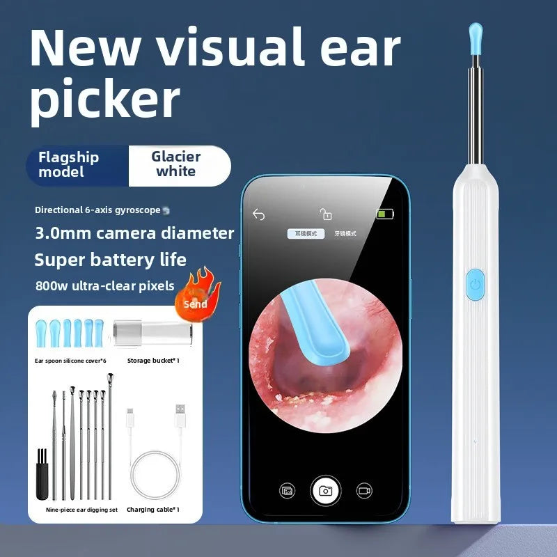 Bâtonnets auriculaires visuels intelligents Otoscope Endoscope Outil de nettoyage de cérumen Cure-oreille Mini caméra Nettoyeur d'oreilles pour les soins de santé