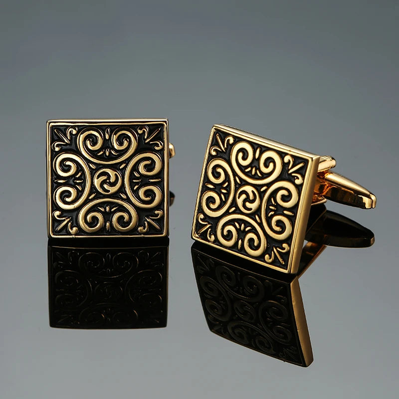 Boutons de manchette pour chemise française classique pour hommes Bouton de manchette carré rétro haut de gamme motif rose amour bleu Accessoires de costume d'affaires bijoux
