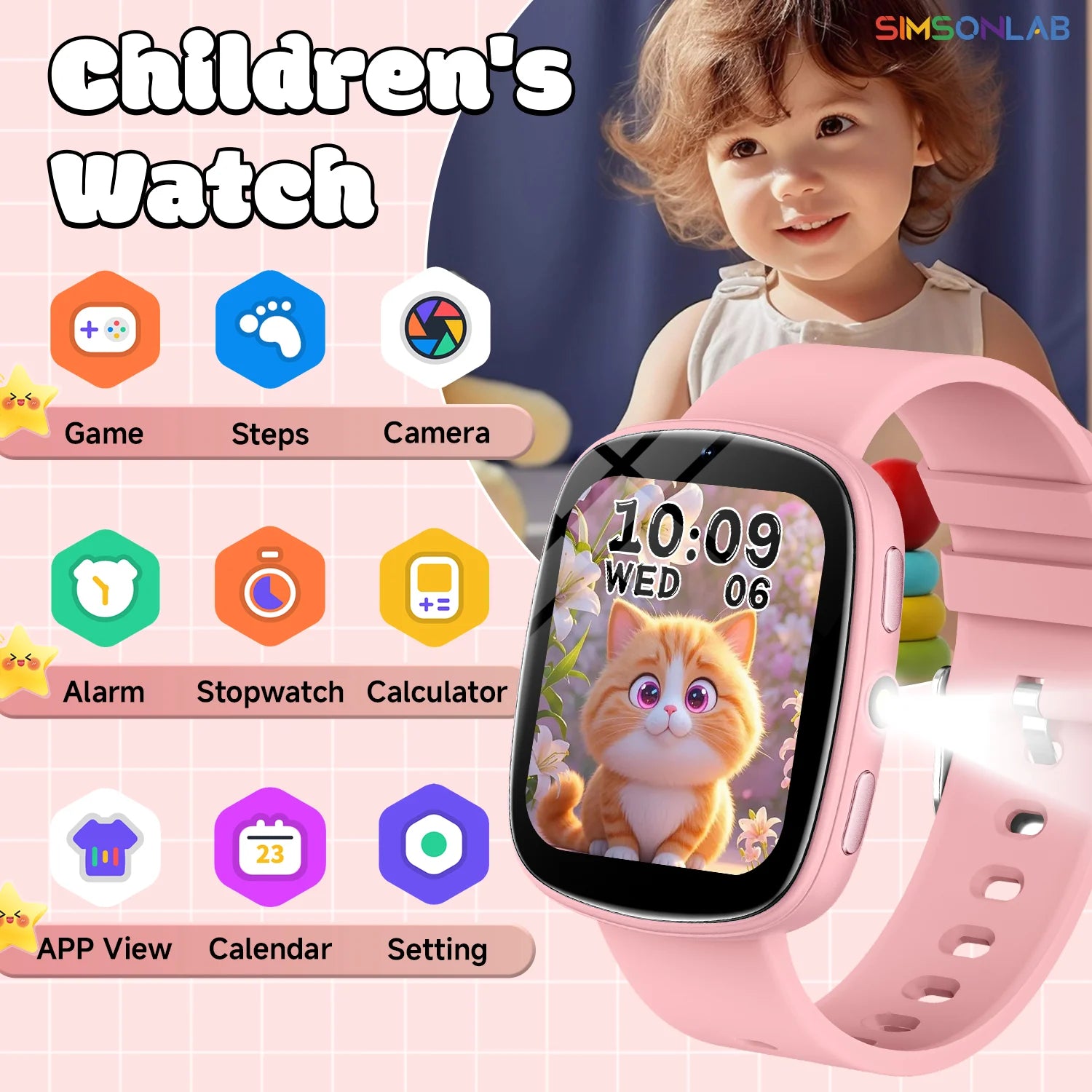 Nouvelle Montre Intelligente pour Enfants Écran Tactile Contrôle Caméra Batterie Longue Durée 260mAh Lampe de Poche 22 Jeux Partenaires d'Apprentissage Cadeaux Garçons Filles