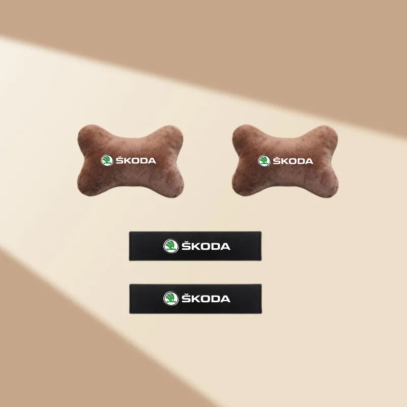 Pour Skoda Rapid Kodiaq Superb Fabia Octavia A7 Kamiq Yeti Appui-tête de voiture Support cervical Oreiller doux Accessoires automobiles