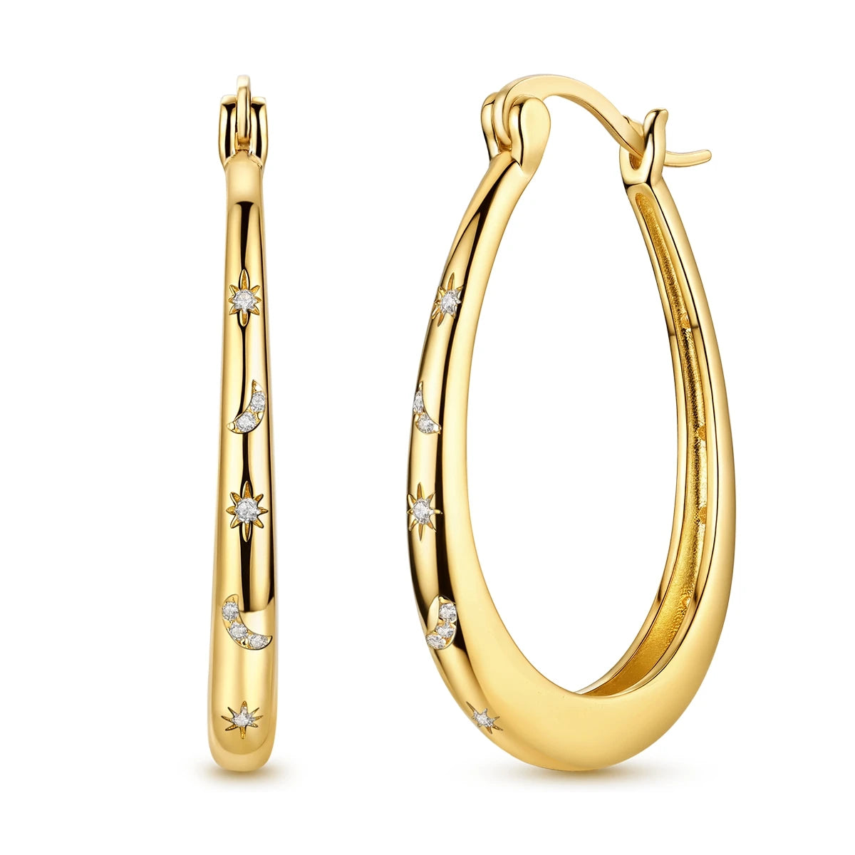 Boucle d'oreille Créole en Argent 925 pour Femme, Or Rose, Jaune, Pendientes Originales, Bijoux Minimalistes