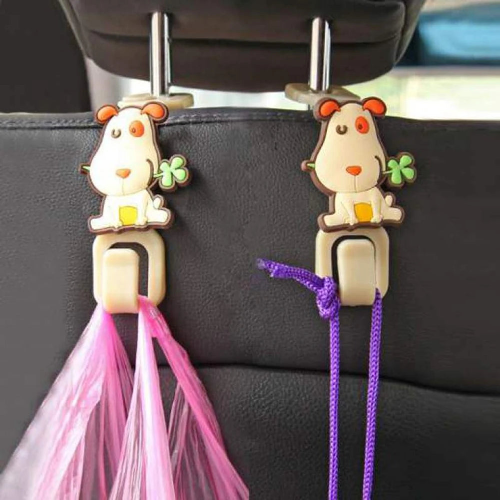 2 crochets universels de voiture en dessin animé, organisateur de suspension pour appuie-tête, accessoires de rangement intérieur