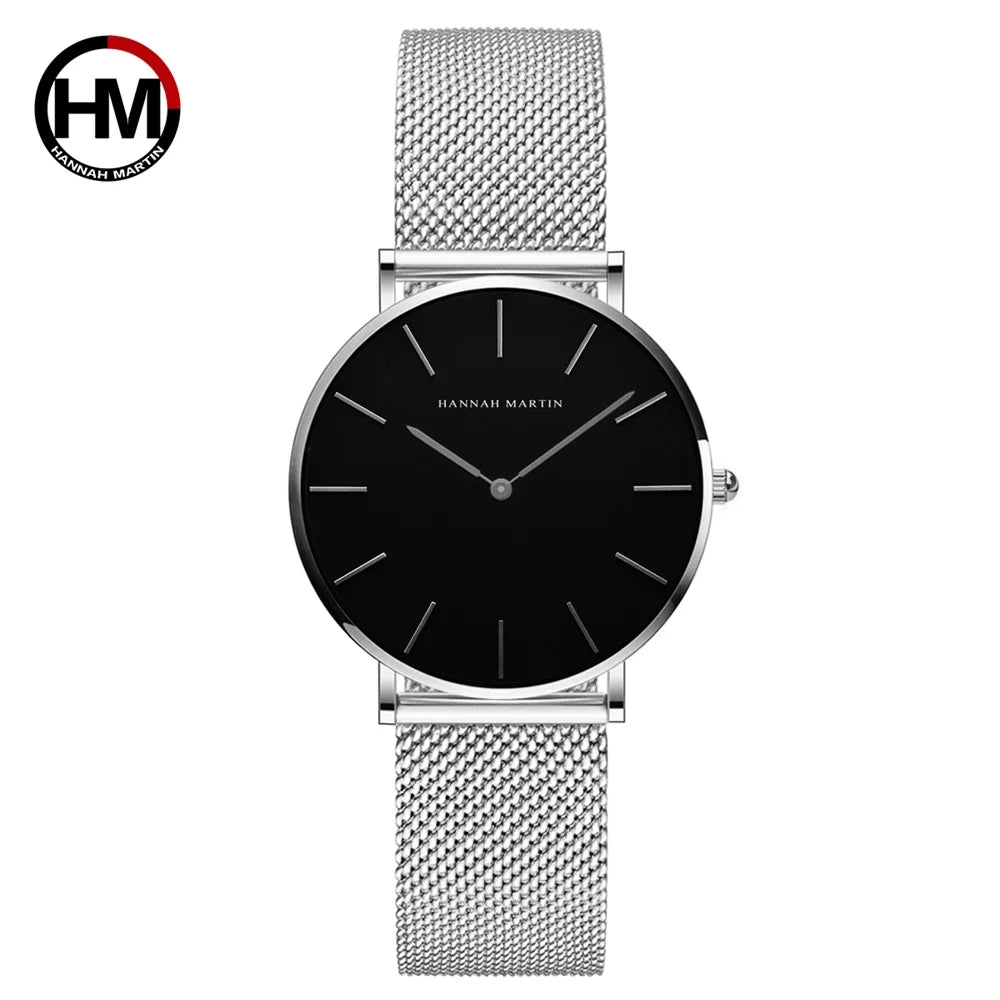 Montre Dropshipping HANNAH MARTIN Femme Qualité Supérieure Acier Inoxydable Mouvement Japonais Quartz Étanche 36mm Or Rose Complet