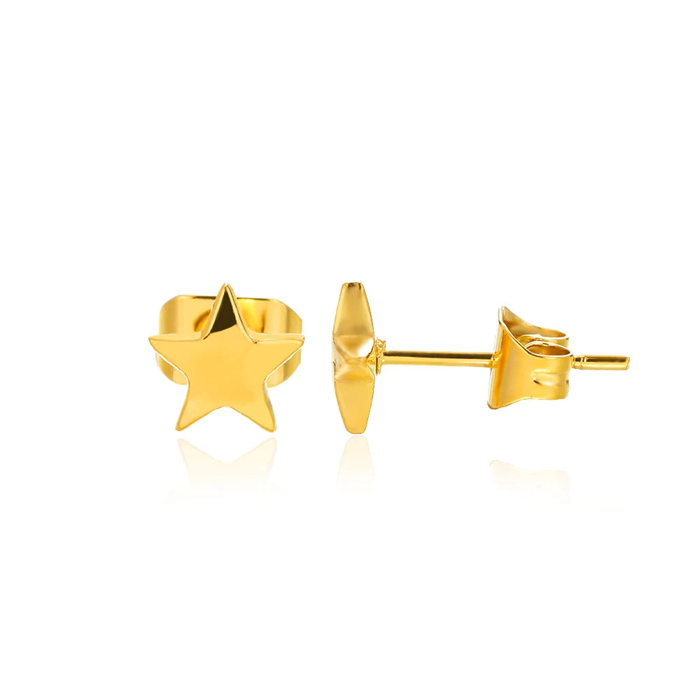 Stainless Steel Starfish Shell Stud Earrings for Women Minimalist Gold Color Aesthetic Wedding Earring Summer Beach Jewelry Gift