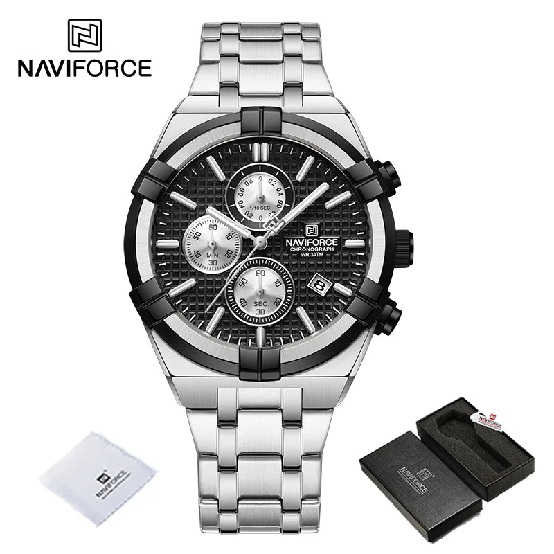 Montres Originales NAVIFORCE pour Hommes Quartz Mode Sport Chronographe Masculin Simple Sauvage Étanche Affichage de la Date Montre-bracelet Horloge Homme