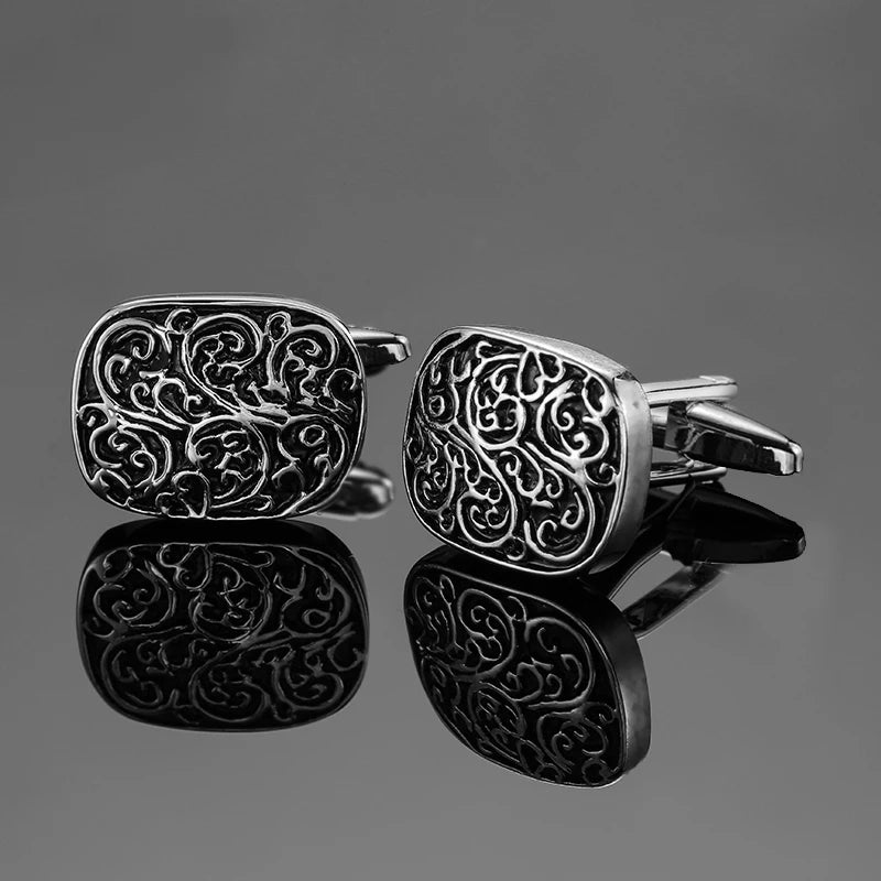 Boutons de manchette pour chemise française classique pour hommes Bouton de manchette carré rétro haut de gamme motif rose amour bleu Accessoires de costume d'affaires bijoux