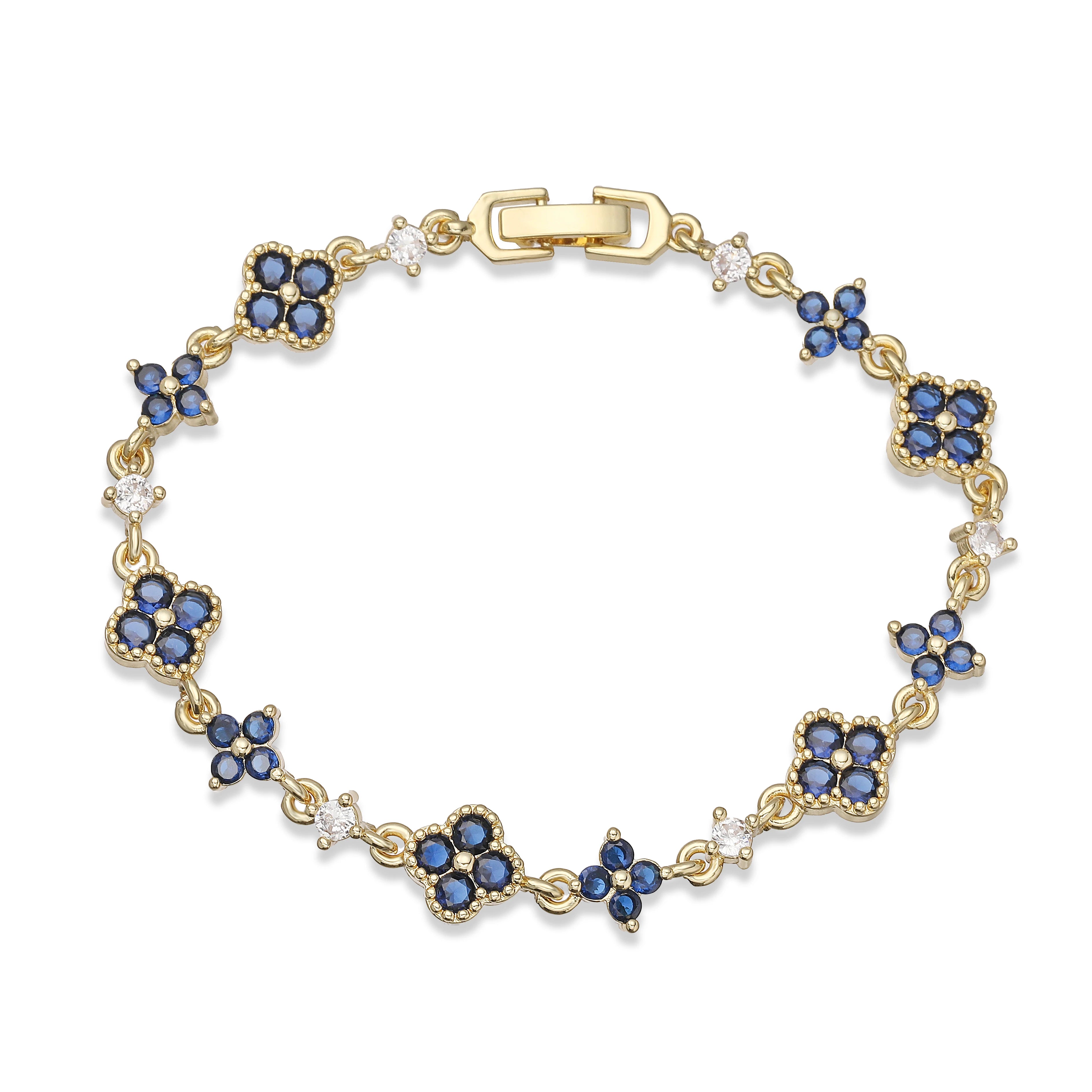 HECHENG, Bracelet chaîne pendentif trèfle à quatre feuilles en zircone multicolore avec fermoir mousqueton, bijoux exquis et minimalistes pour femmes
