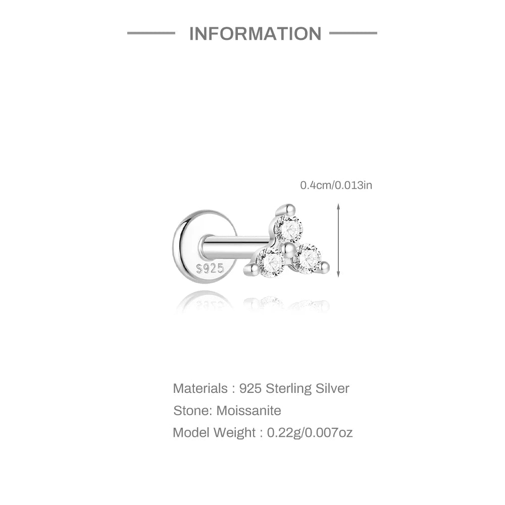 Aide Mini Boucles d'oreilles Moissanite 2/3/4mm pour femme, en Argent Sterling 925, Bijoux Tendance INS, Clous d'oreilles de Mariage, Brincos de Pratas