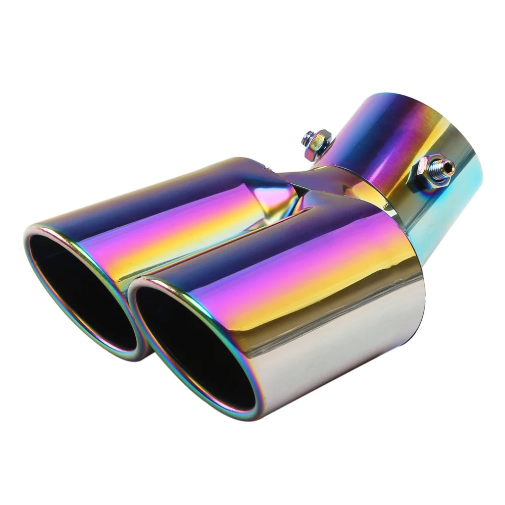 Embout d'échappement double universel en acier inoxydable, coupe inclinée pour tuyau d'échappement de voiture, modification, décoration, silencieux, pot d'échappement