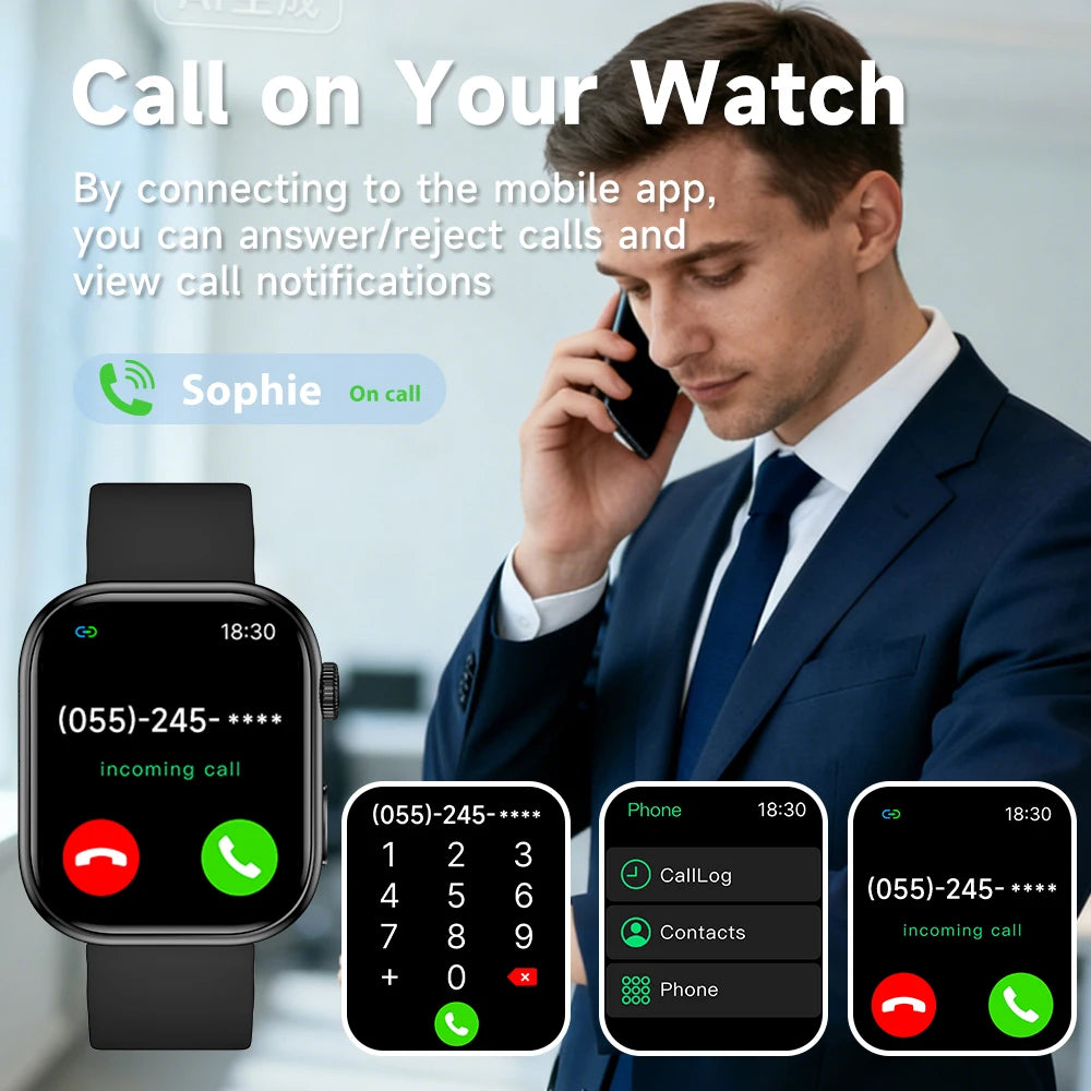 NOUVELLE montre intelligente électronique Écran HD de 2,01" Surveillance de la fréquence cardiaque Appel Bluetooth Modes multisports Montre pour femmes hommes Choix de cadeau