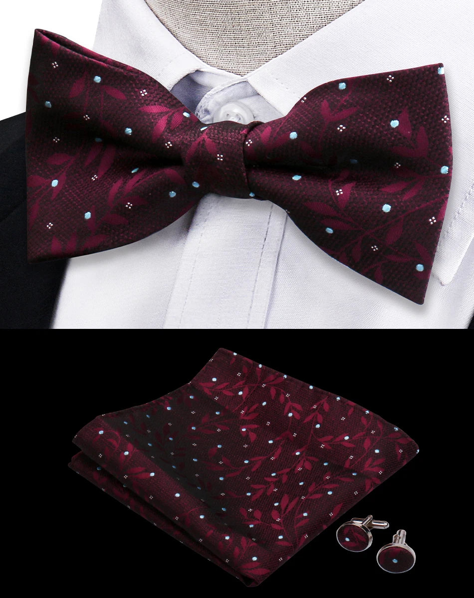 Ensemble de 3 pièces Nœud Papillon Cravate Mouchoir Boutons de Manchette Pour Hommes Chemises Adaptées Affaires Mariage Papillon Paisley Pochette Nœud Papillon Homme