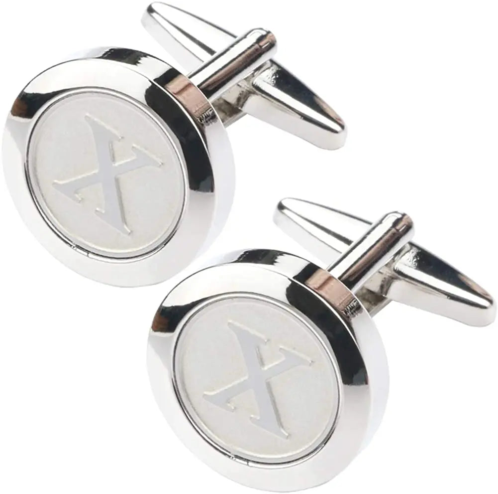 Boutons de Manchette Classiques en Acier Inoxydable pour Homme - Lettre Initiale de l'Alphabet 26 Boutons de Manchette Chemises d'Affaires Mariage Cadeau A-Z