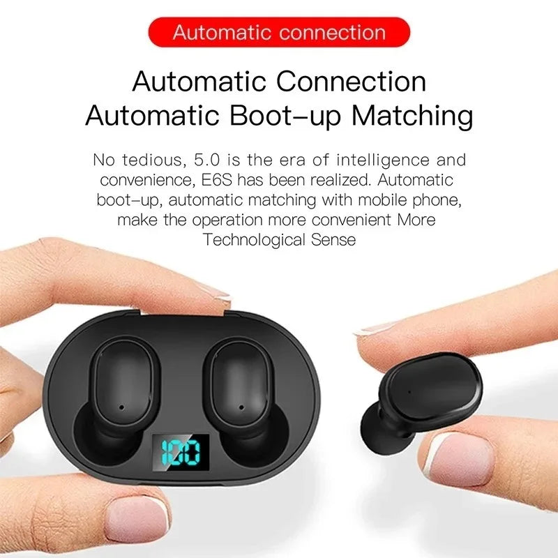Écouteurs sans fil E6S TWS Écouteurs de sport étanches Bluetooth 5.0 Casque stéréo avec microphone pour iPhone Xiaomi Vivo Oppo