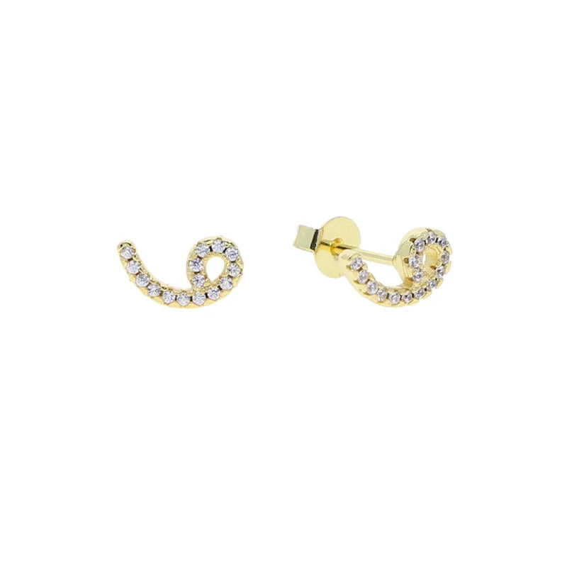Boucles d'oreilles clous alphabet lettre arabe, micro-serties de zirconiums cubiques, couleur or, minimalistes et délicates, pour femmes et jeunes filles, vente en gros