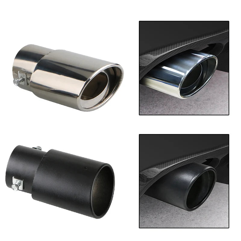1 Pièce 2.5" Entrée Voiture Auto Embout d'Échappement Silencieux Tuyau Acier Inoxydable Garniture Chromée Arrière Queue Gorge Pour La Plupart des Voitures