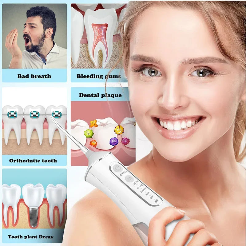 Hydropulseur buccal puissant à ultrasons, jet d'air, étanche IPX7, machines de bain de bouche, soie dentaire, fil dentaire, irrigateur