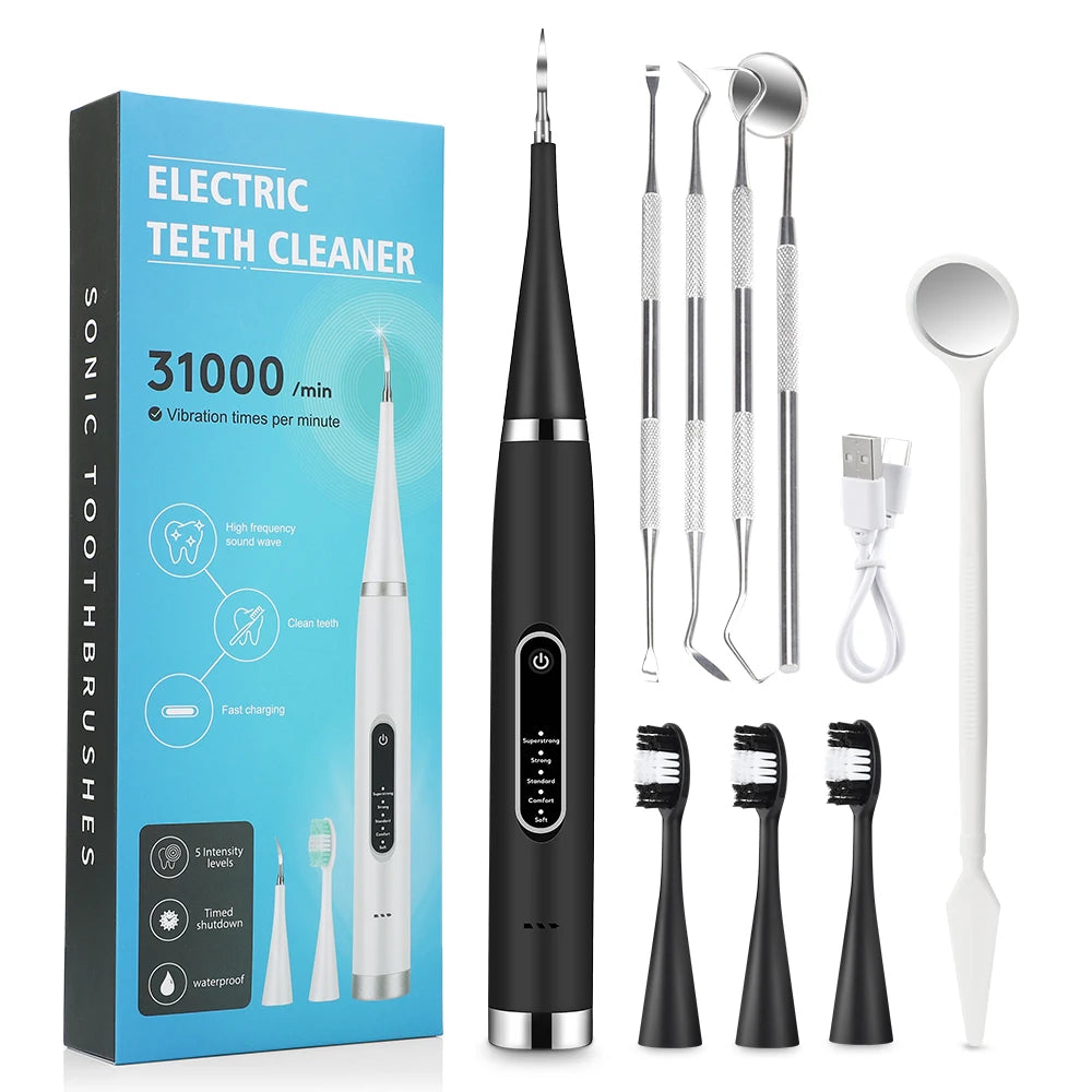 Détartreur électrique, dissolvant de tartre, nettoyant de plaque dentaire, blanchiment des dents, enlèvement des pierres dentaires, 1 tête de brosse à dents, soins bucco-dentaires