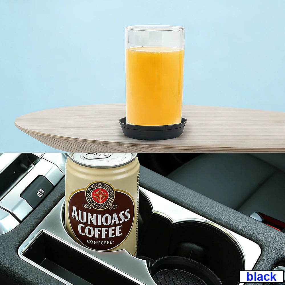 2 Pièces Universel Silicone Voiture Tapis de Tasse Antidérapant Résistant à la Chaleur Étanche Voiture Intérieur Accessoires Tapis de Tasse Gris Noir