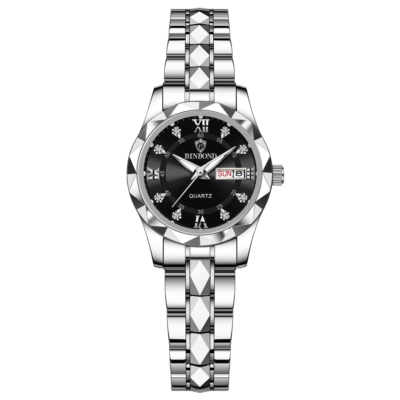 BINBOND B2521 Montres à Quartz de Luxe de Marque pour Femmes, Étanche 30M, Date et Jour, Montre-Bracelet Sport pour Femmes
