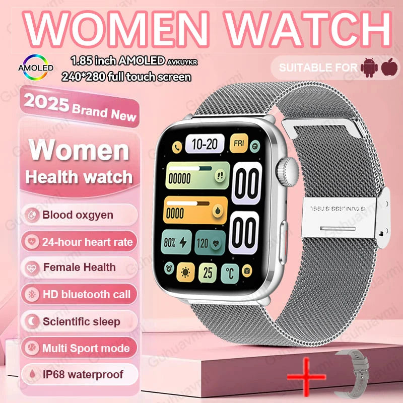 Montre connectée de sport tendance 2025 pour hommes et femmes, avec diagnostic intelligent par IA, surveillance de la tension artérielle, de la fréquence cardiaque (HRV+PPG), étanche IP68 et NFC
