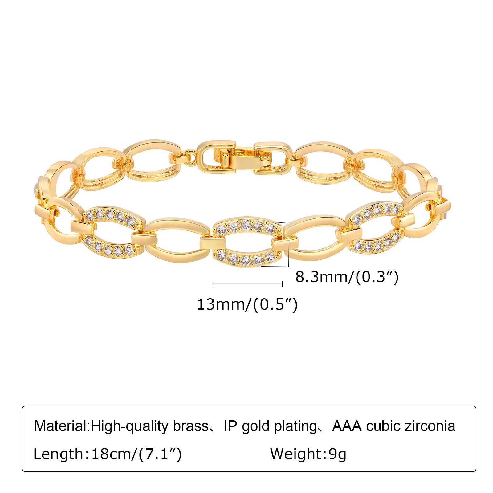 Bracelet chaîne en acier inoxydable pour femme, bracelet ajustable maillons trombone torsadés plaqué or 18 carats, bijoux superposables épais