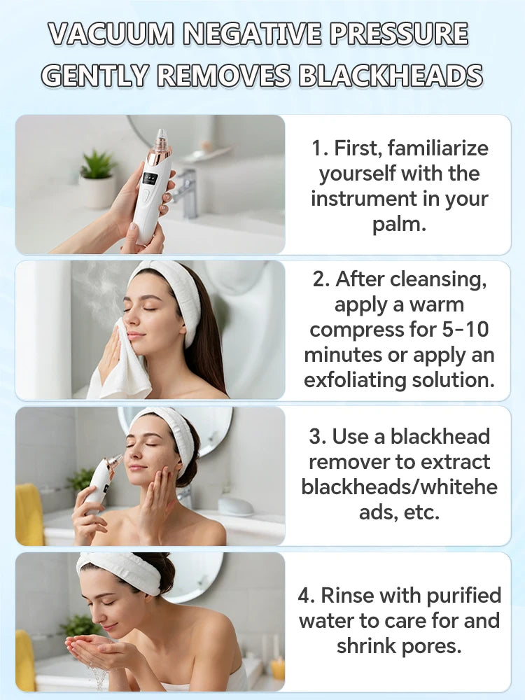Appareil de nettoyage de peau facial pour l'élimination des points noirs et des boutons, aspirateur de pores pour un nettoyage en profondeur à domicile