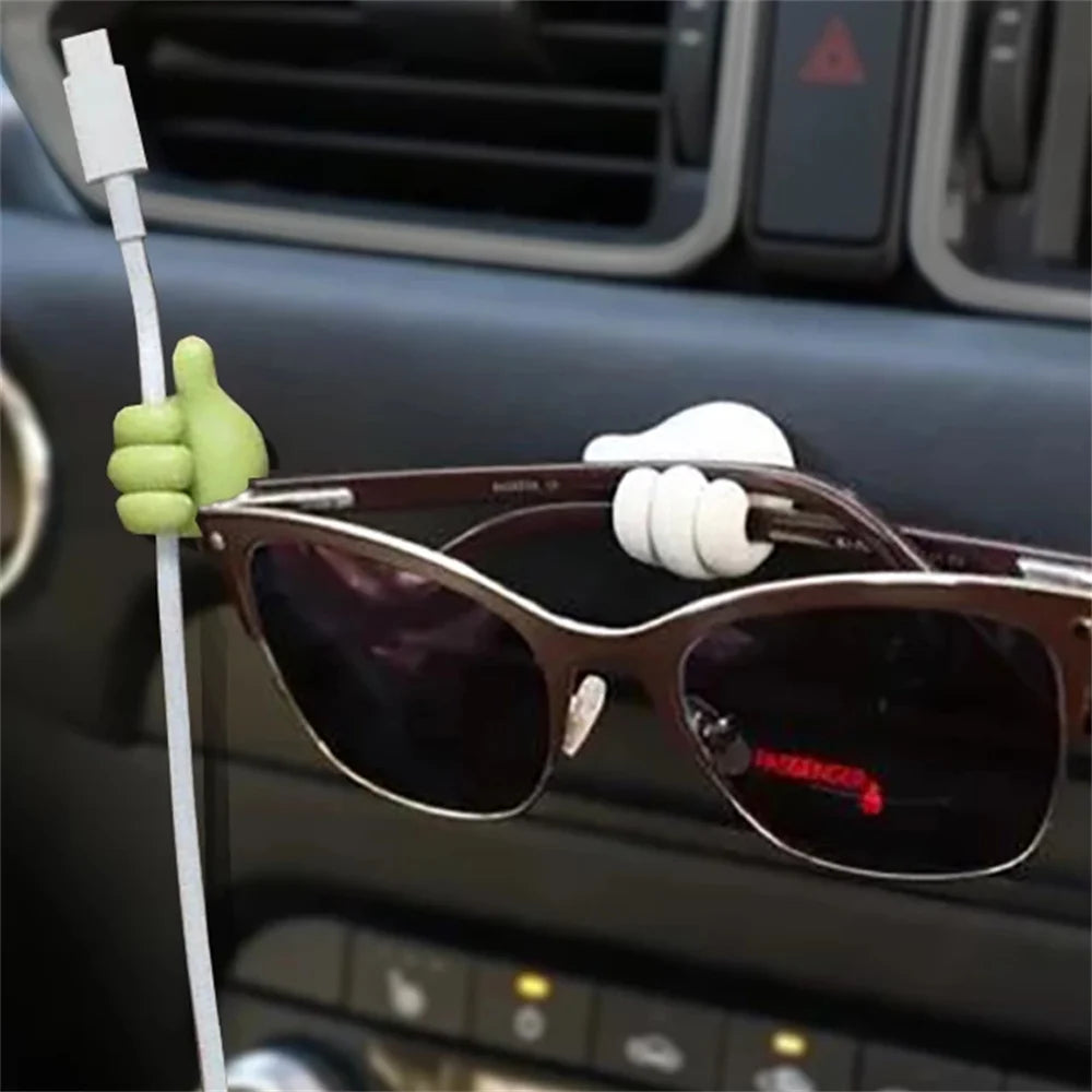 Crochet auto-adhésif mini support en caoutchouc en forme de main pour lunettes, câble, cordon d'alimentation, ligne de charge, organisateur de rangement, gadget, accessoires de voiture