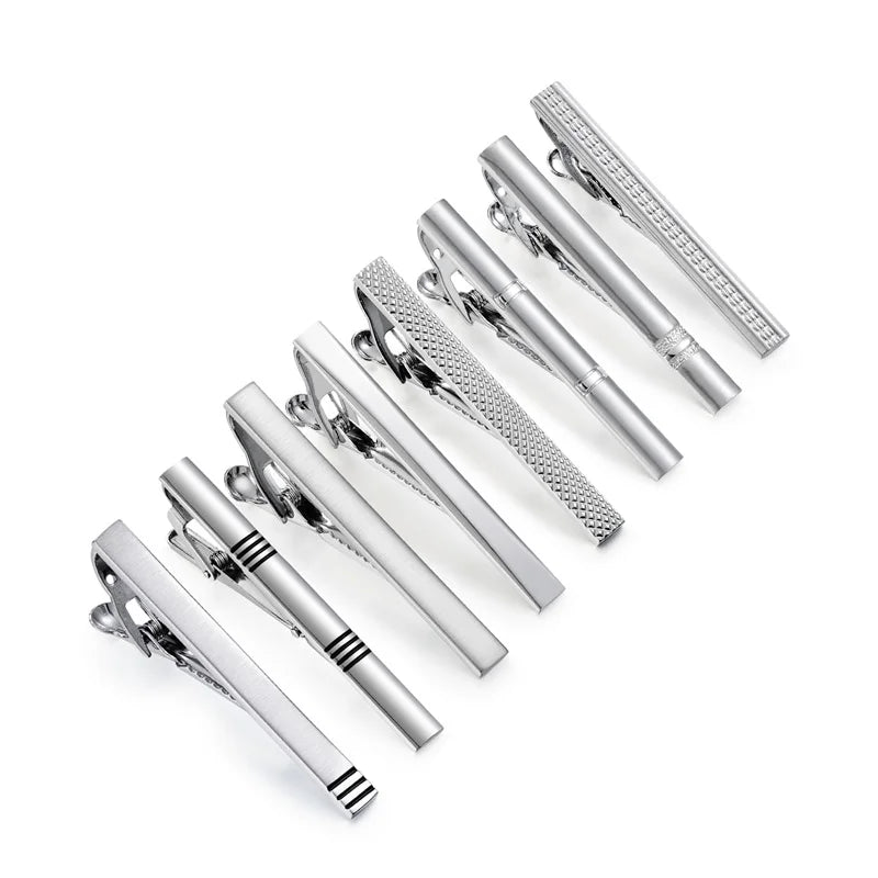 Lot de 8 pinces à cravate courtes avec boîte cadeau, accessoires pour cravates et épingles, boutons de manchette pour chemises d'homme, cadeau pour mari, gadgets