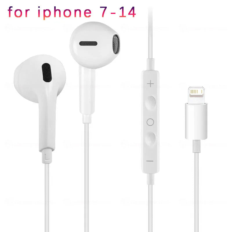 Écouteurs filaires Écouteurs de type C pour casques Apple Lightning avec ligne iPhone 5 6 8 7 Plus X XS MAX XR 10 11 12 13 14 Pro 15 16