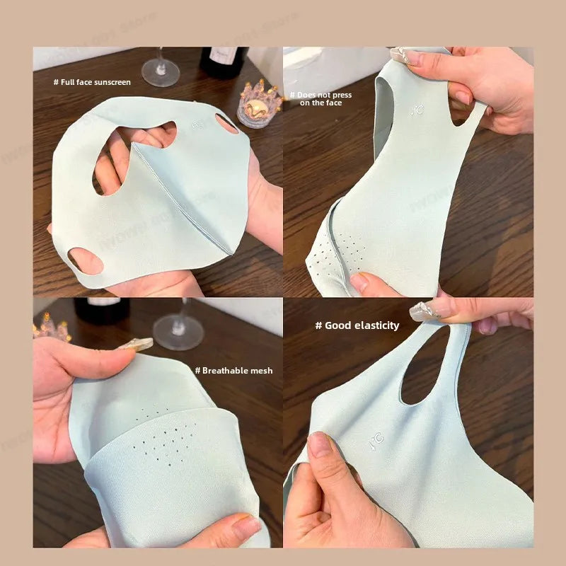 1/2/3/5Pcs Masque intégral d'été Protection solaire Respirant Soie glacée Anti-UV Équitation Extérieur Respirant Soie glacée Ultra-fin