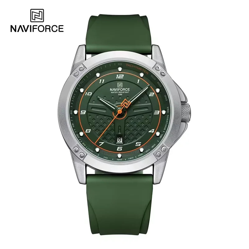 NAVIFORCE – Montre-bracelet classique pour homme avec affichage de la date, bracelet en silicone, étanche 3 ATM, montre de sport à quartz, marque de mode supérieure