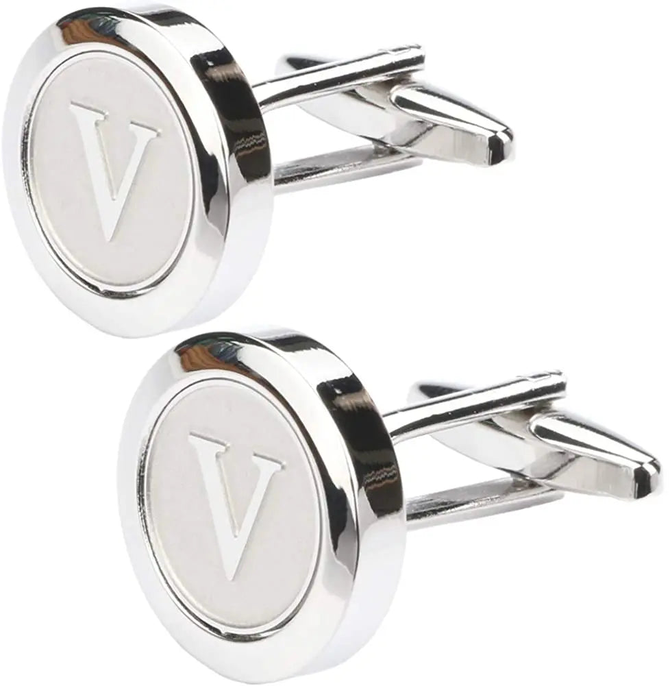 Boutons de Manchette Classiques en Acier Inoxydable pour Homme - Lettre Initiale de l'Alphabet 26 Boutons de Manchette Chemises d'Affaires Mariage Cadeau A-Z