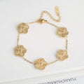 Bracelet Femme Acier Inoxydable Simple Coque Cinq Feuilles Fleur Trèfle Blanc Noir Rouge Vert pour Fête Anniversaire Bijoux Cadeau